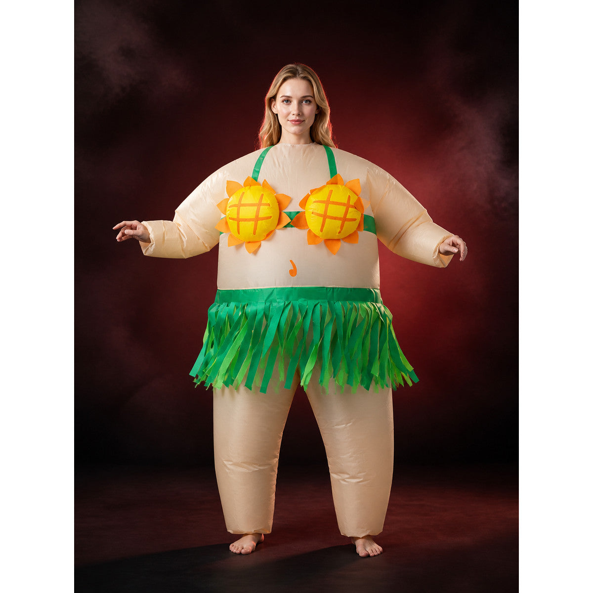 Adult Sunflower Costume Jumpsuit With Leaf Fringe For Halloween main product view
