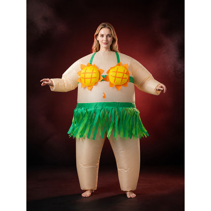 Adult Sunflower Costume Jumpsuit With Leaf Fringe For Halloween main product view