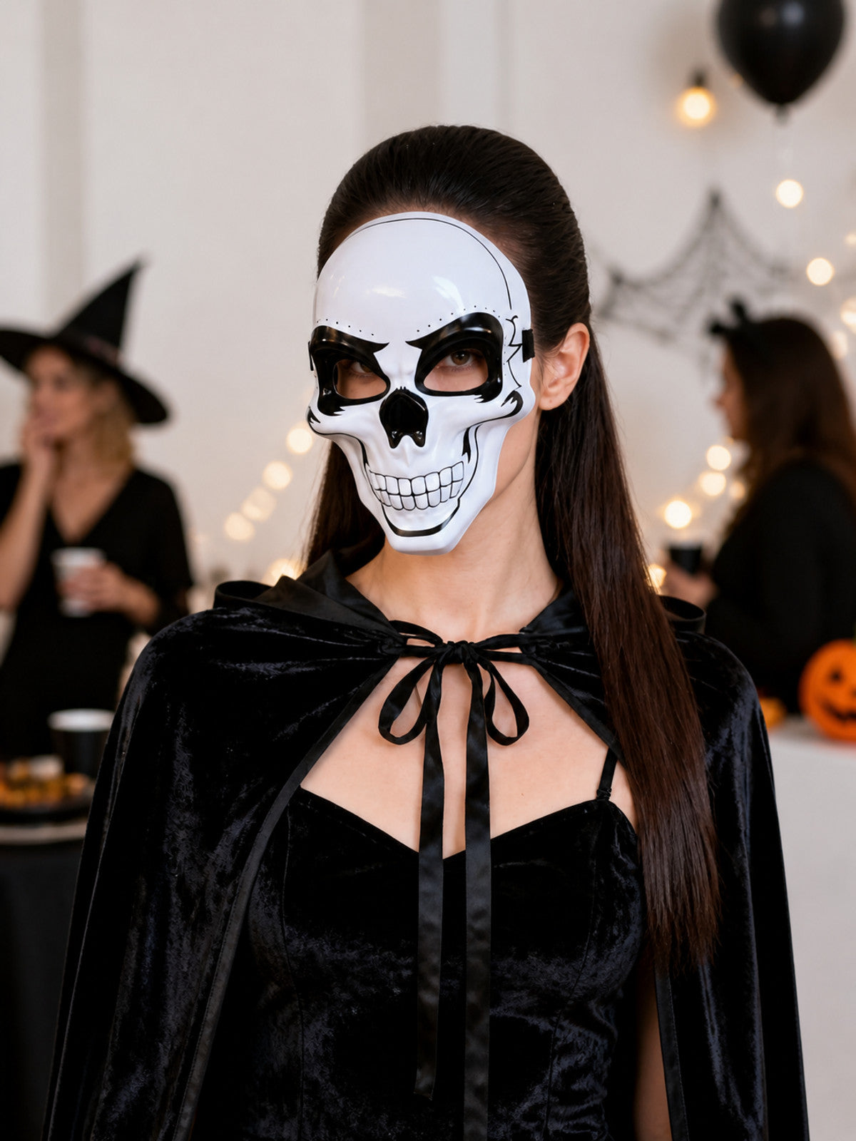 White Skeleton Carnival Half-Mask for Halloween