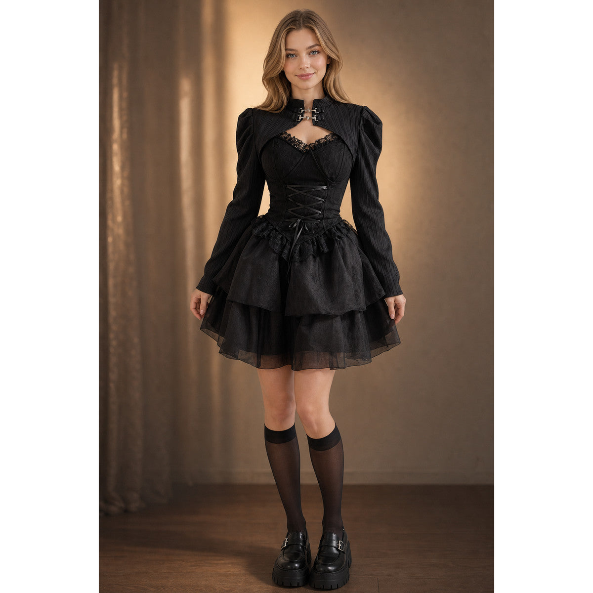 Black Gothic Corset Dress for Halloween lifestyle