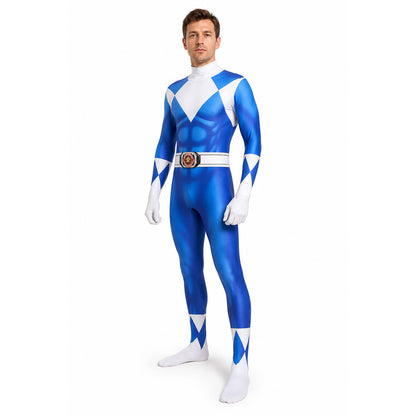 Superhero jumpsuit with mask and belt for cosplay Costume Masks detail