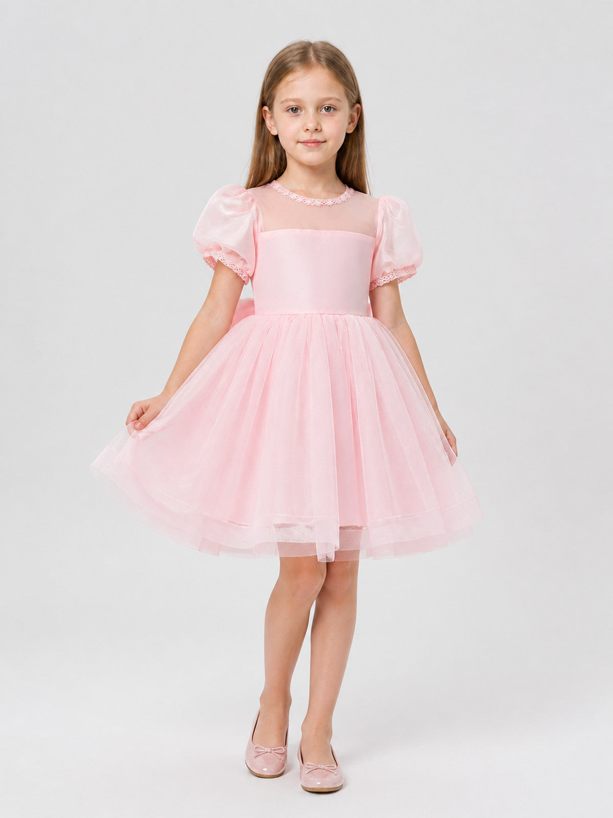 Pink Lace Princess Dress with Full Skirt Costume Dresses detail