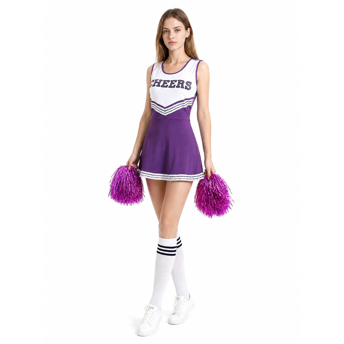 Cheerleading Costume with Pom-Poms and Knee-High Socks Costumes detail