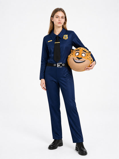 Animal Police Officer Costume Jumpsuit with Leopard Head Costumes detail
