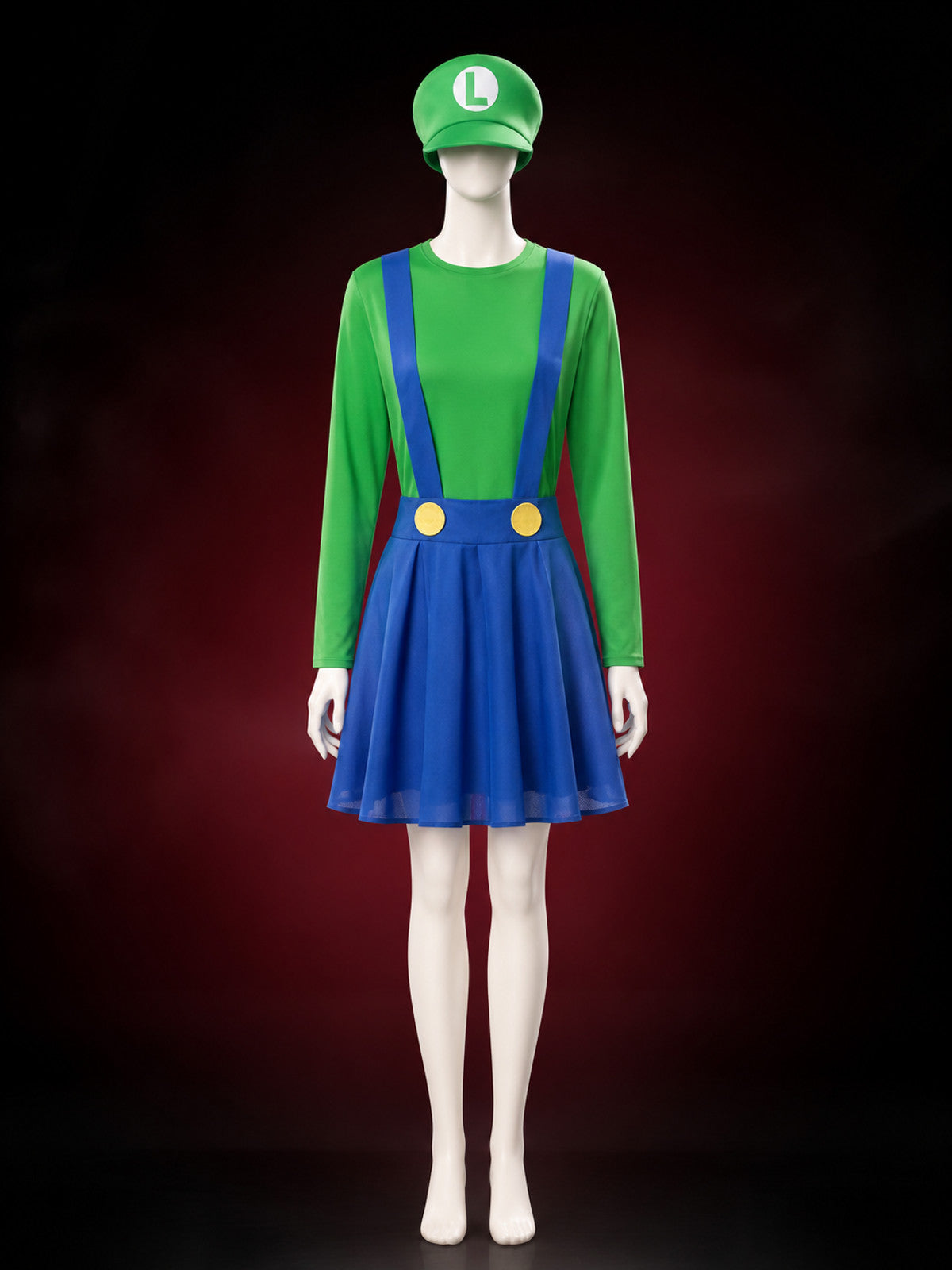 Green Mario Carnival Costume with Hat for Cosplay