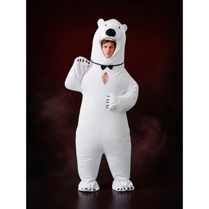 Funny Inflatable Polar Bear Onesie Costume With Black Accents For Halloween And main product view