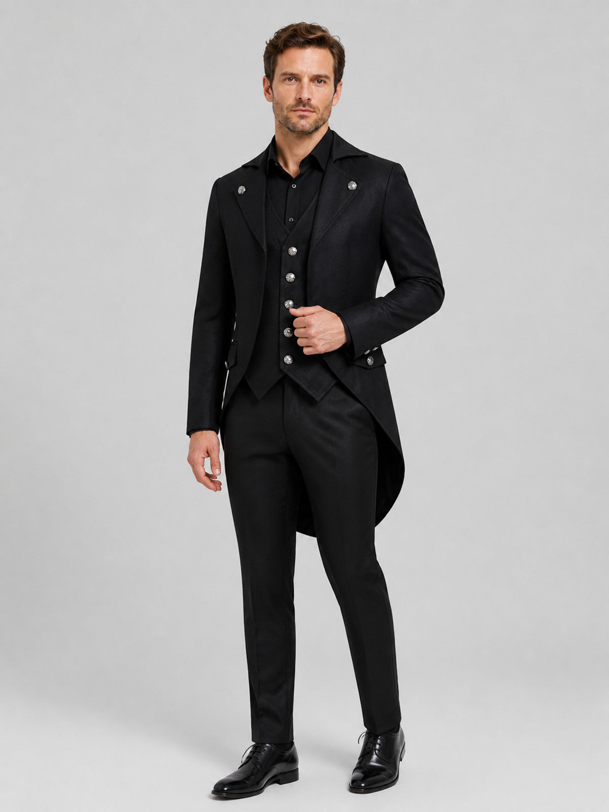 Black Tailcoat for Cosplay and Stage, Sizes S-XXXL Costumes detail