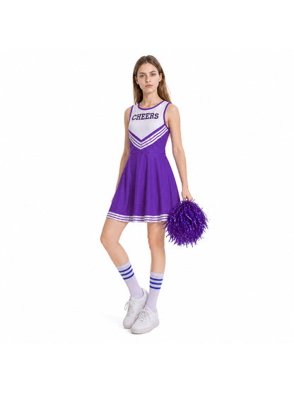 Sleeveless Cheerleading Dress with CHEERS Lettering Costume Dresses detail