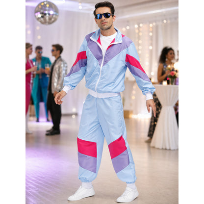Sports tracksuit with jacket and pants, geometric inserts