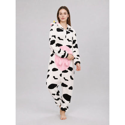 Cow-Print Hooded Kigurumi Jumpsuit lifestyle