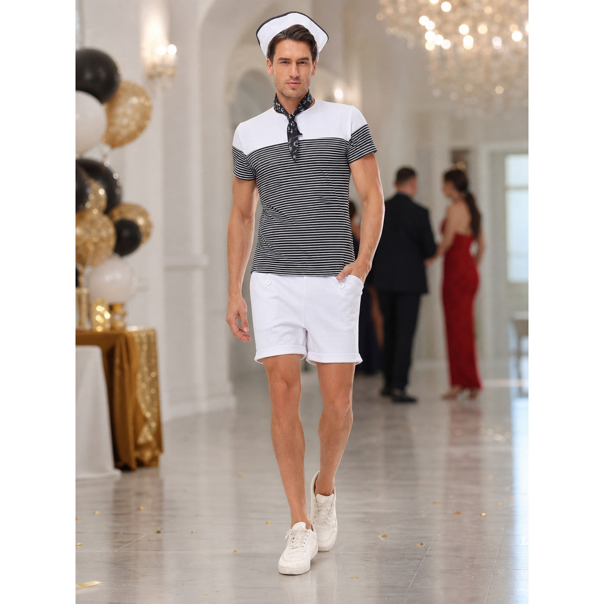 Striped Nautical Stage Costume with Shorts