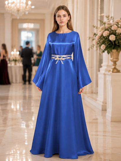 Blue Floor-Length Carnival Dress with Satin Sheen lifestyle view