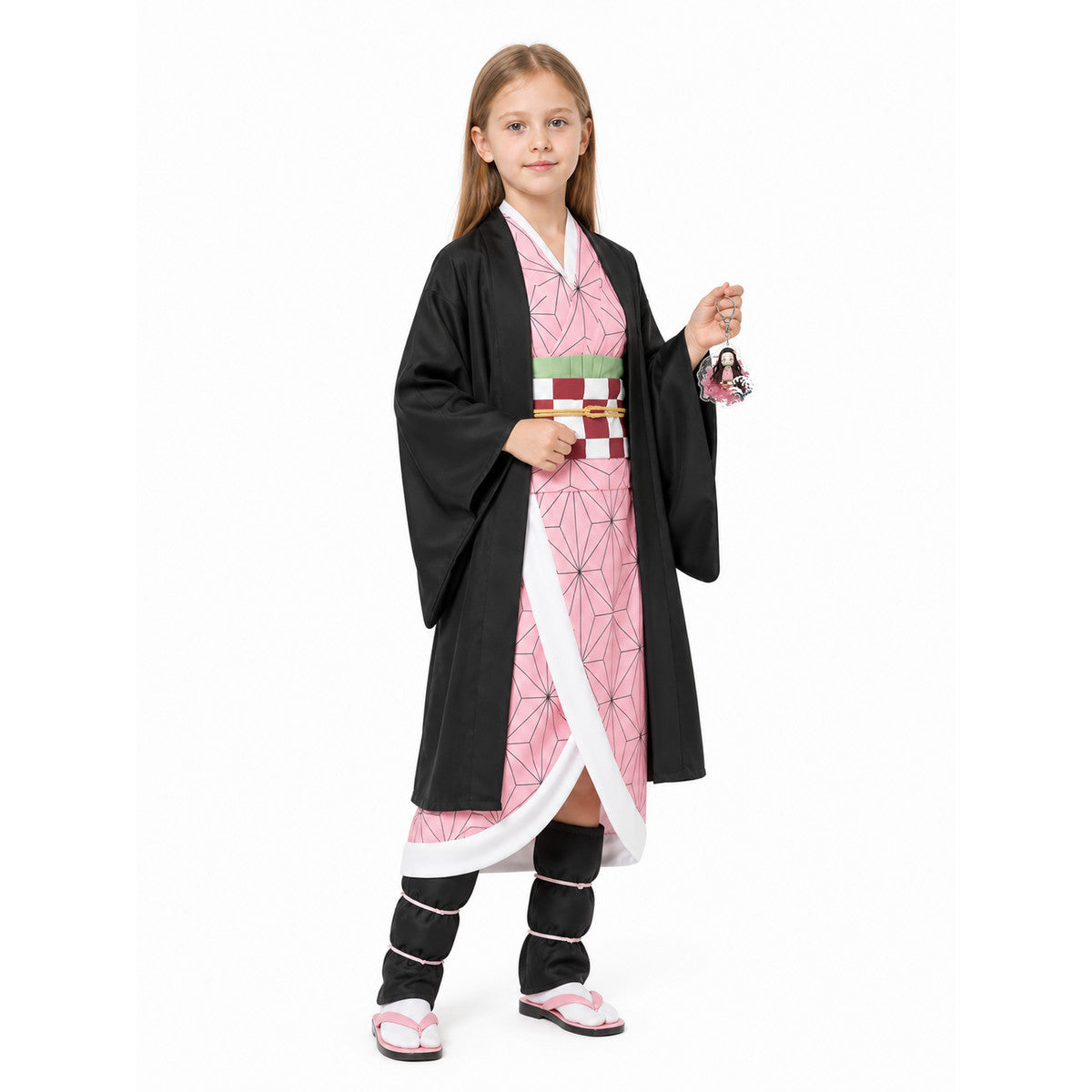 Nezuko Kamado Cosplay Costume with Kimono and Belt Costumes detail