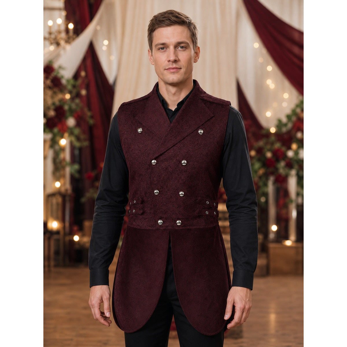 Victorian-Style Suit Vest, Wine lifestyle view