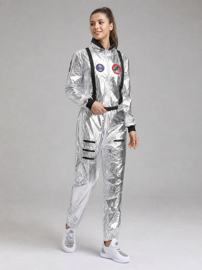 Astronaut Cosplay Costume, Silver Jumpsuit Costumes detail