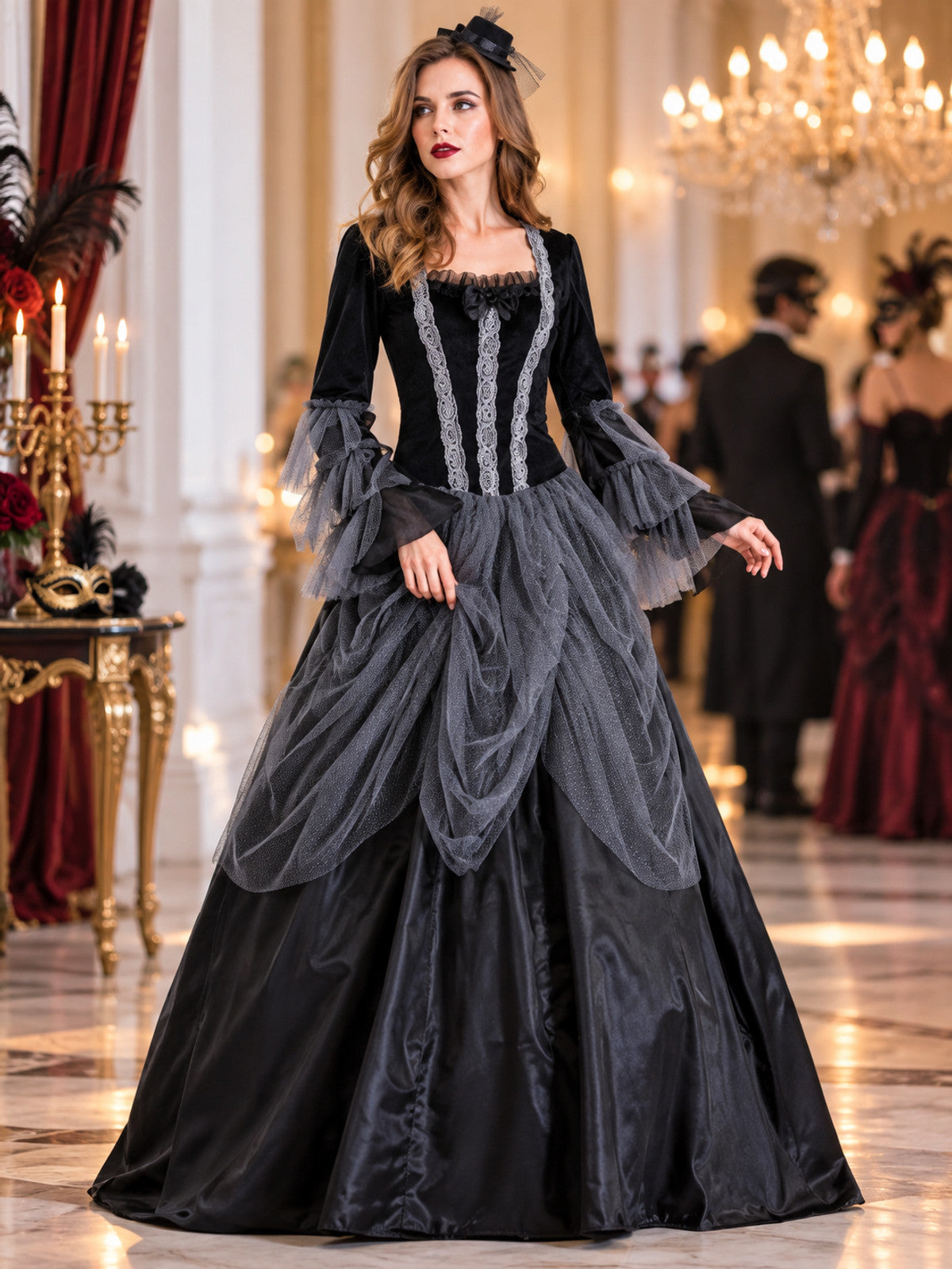 Black and Gray Vampire Costume with Hat
