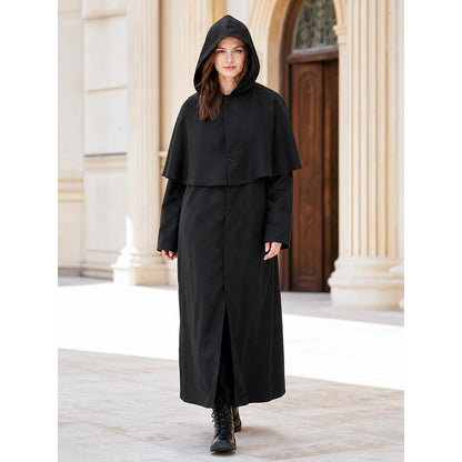 Black hooded cloak for cosplay and Halloween lifestyle view