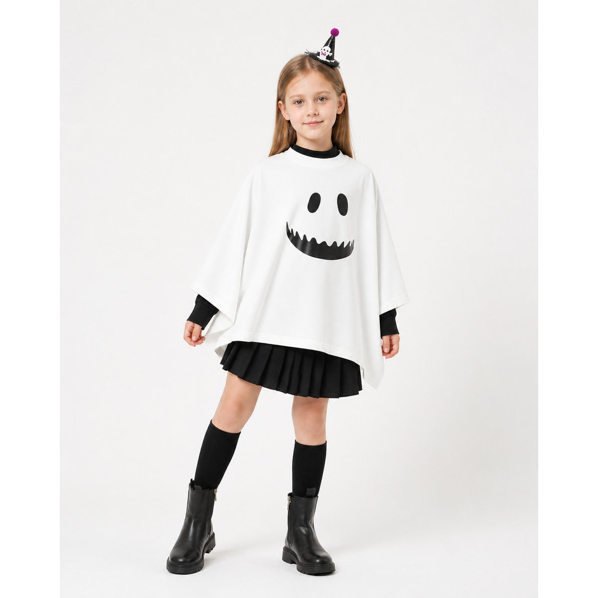 Children's Ghost Cape with Black Print for Halloween Costume Capes detail