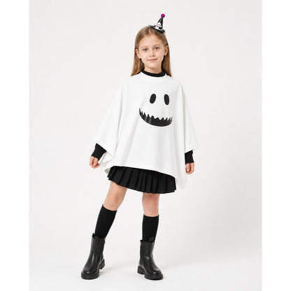 Children's Ghost Cape with Black Print for Halloween Costume Capes detail