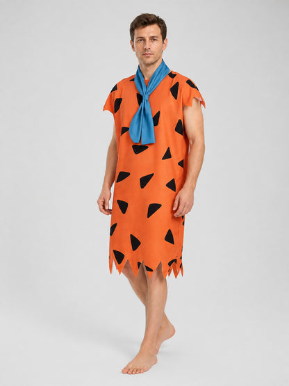 Fred's Costume: Orange Outfit with Blue Scarf Costumes detail