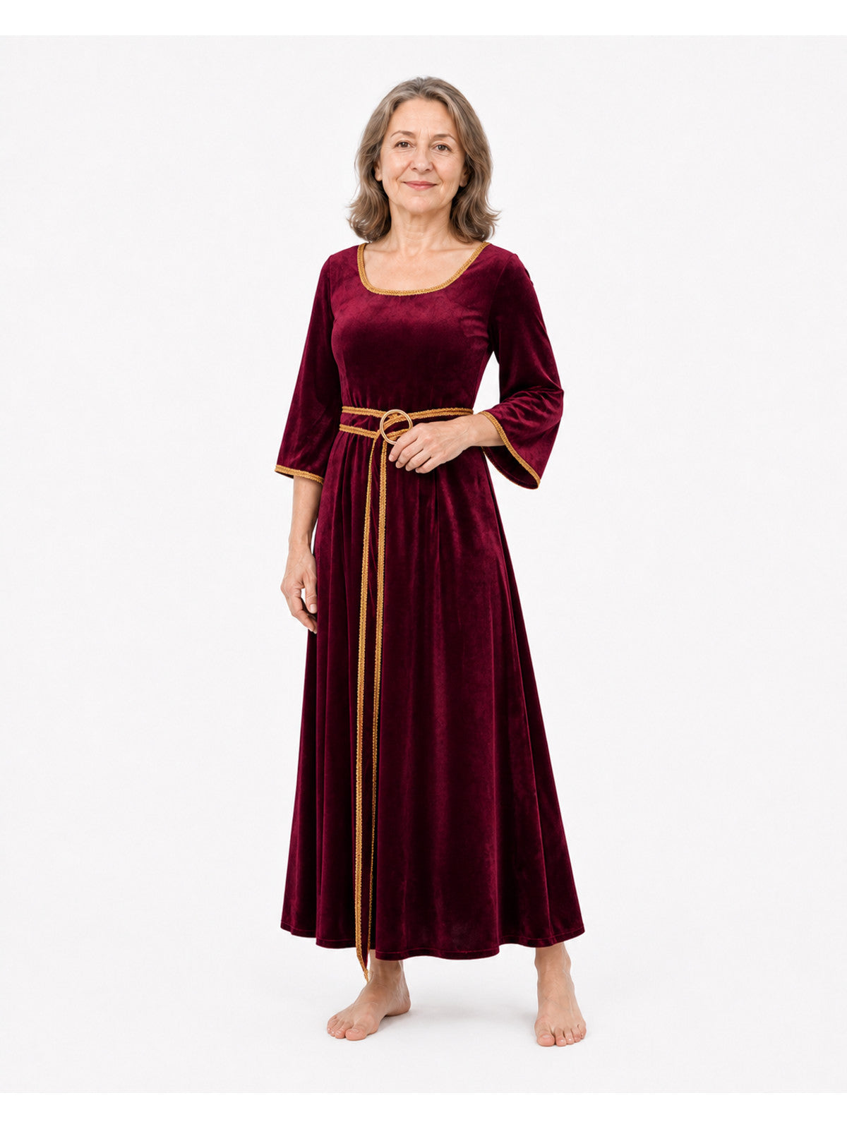 Burgundy Carnival Dress with Gold Trim Costume Dresses detail