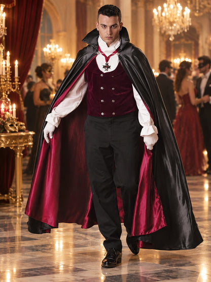Vampire Carnival Costume with Cape, Vest, and Gloves