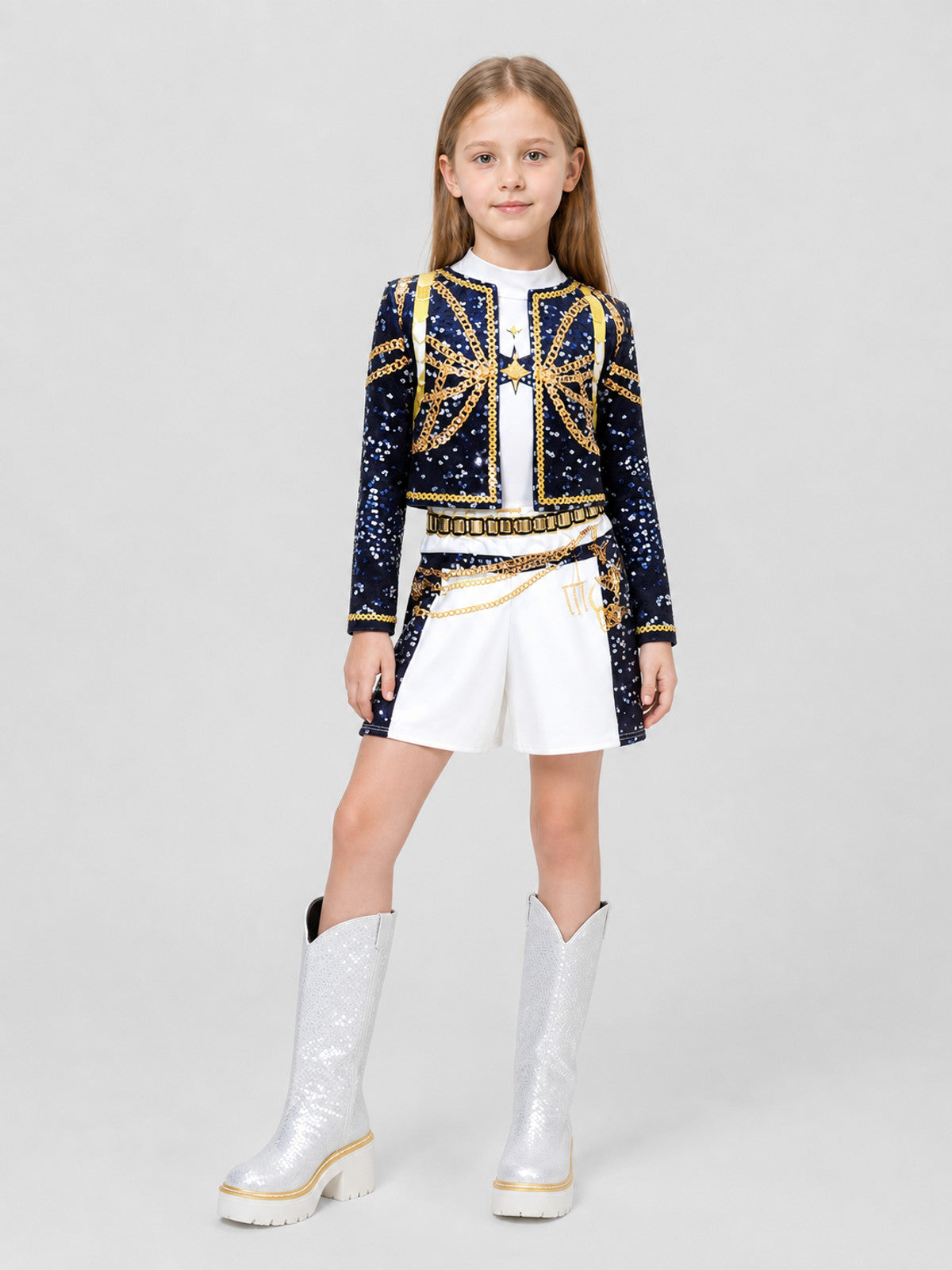 Stage Cosplay Costume, Top and Shorts, Black and White Costumes detail