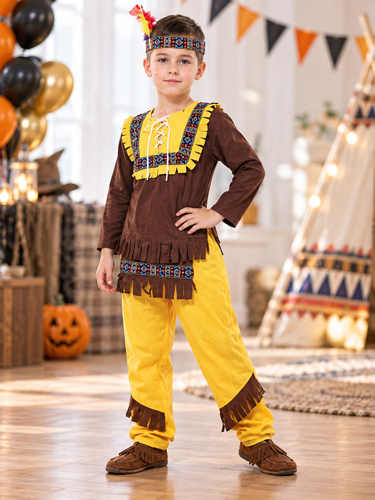 Kids' Indian Carnival Costume with Fringe and Headband