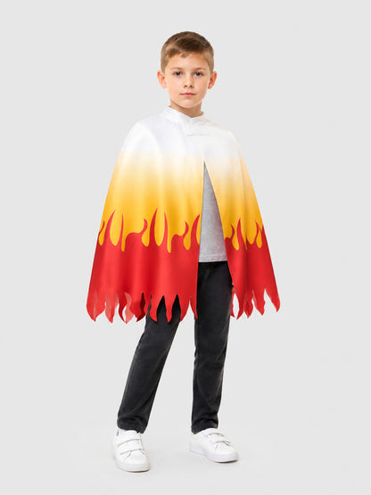 Cosplay Cloak with Flame Print, White, Red, and Yellow Costume Capes detail