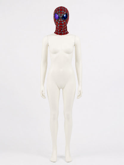 Red and Blue Carnival Mask with Spiderweb Pattern