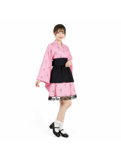 Short Kimono-Style Dress with Lace and Bow Costume Dresses detail