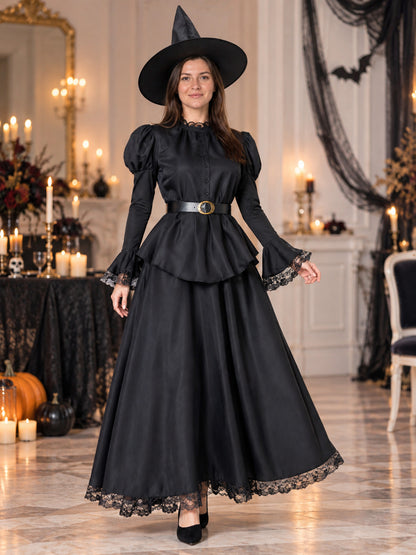Black Witch Costume with Dress, Hat, and Belt