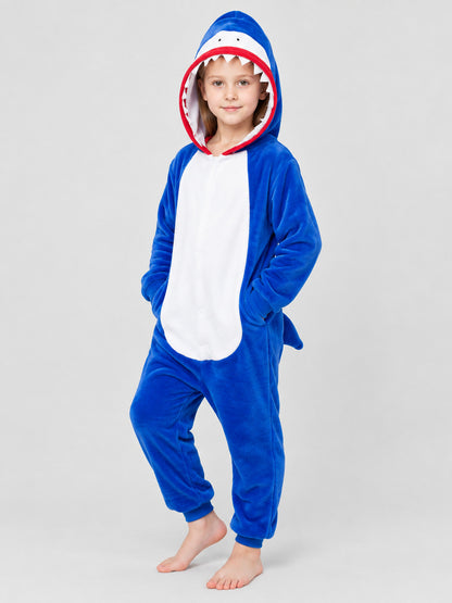 Shark Kigurumi Pajama with Hood and Tail on the Back