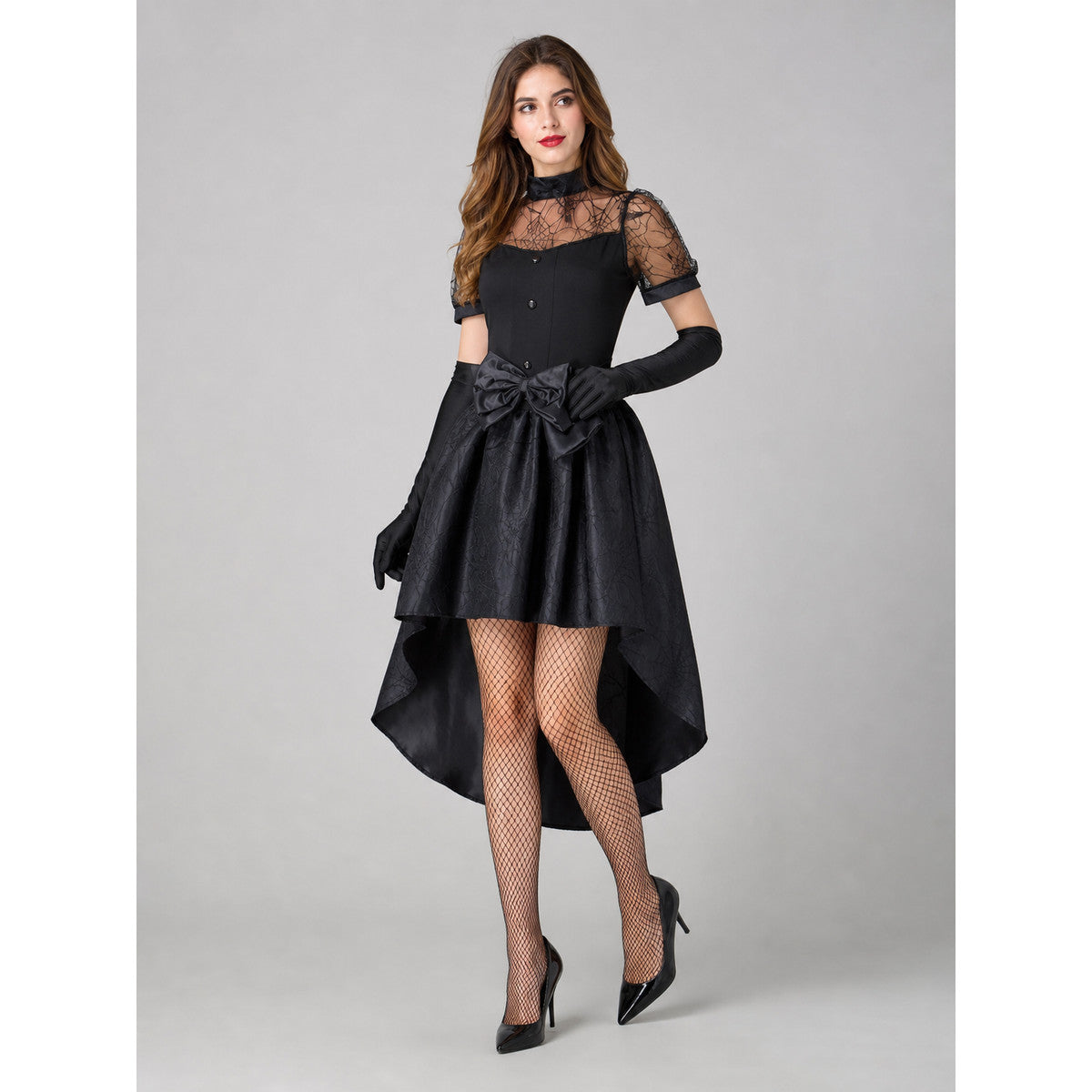 Black masquerade costume designed as a magical outfit with expressive details. lifestyle