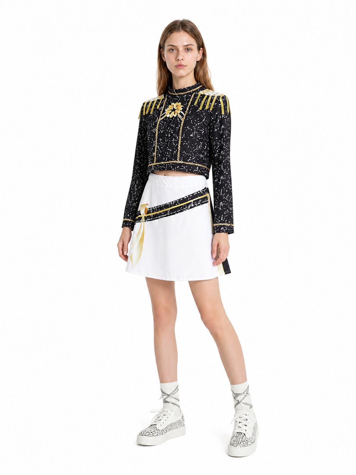 Cosplay Costume with Top and Skirt, Black and Gold