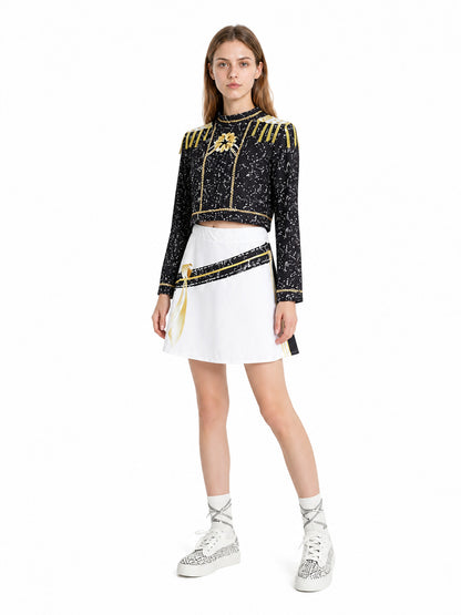 Cosplay Costume with Top and Skirt, Black and Gold