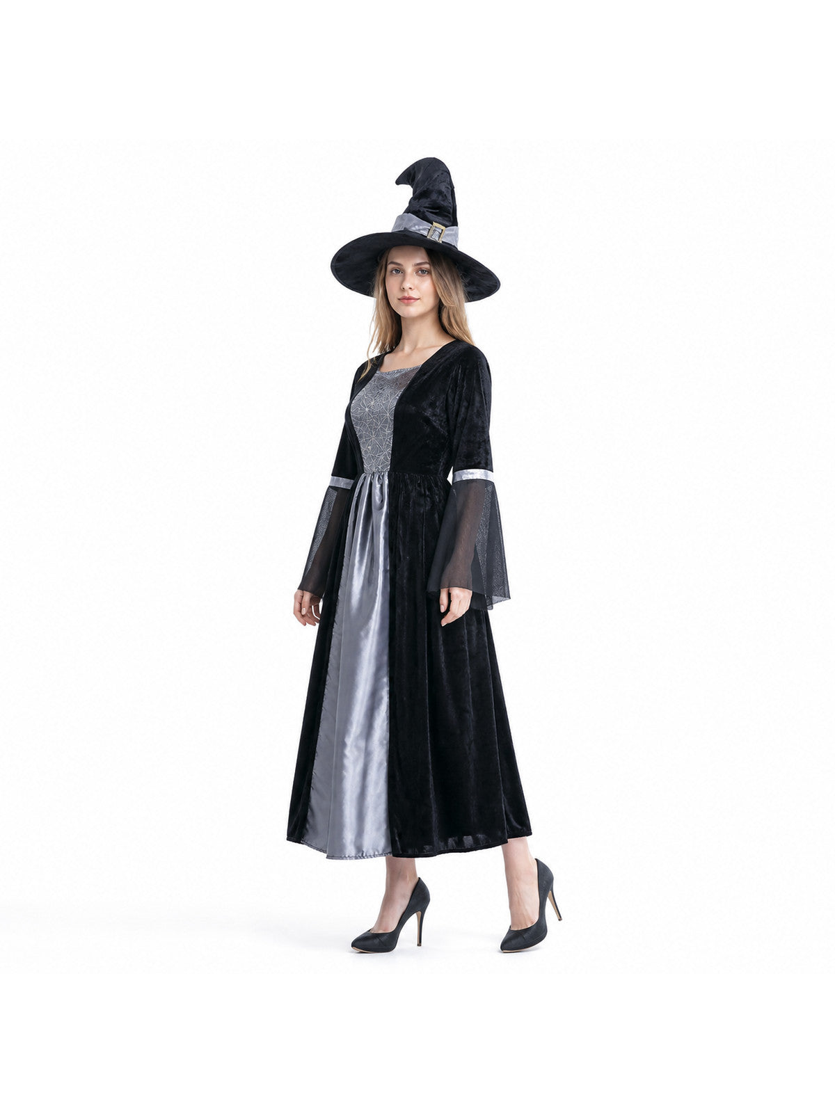 Witch Costume with Long Dress and Pointed Hat