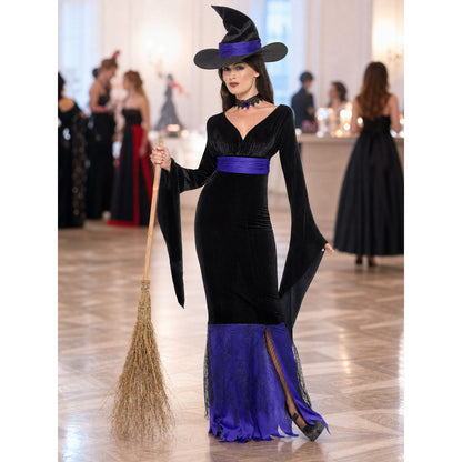 Witch Costume: Dress with Belt and Lace Trim