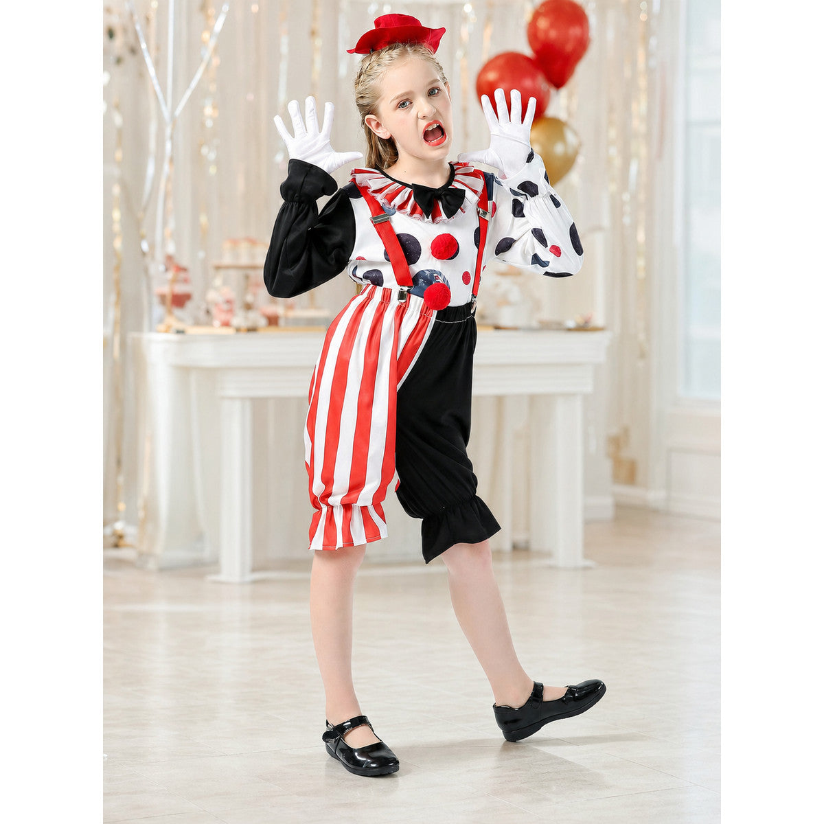 Clown Costume with Red Suspenders and Bow Tie lifestyle