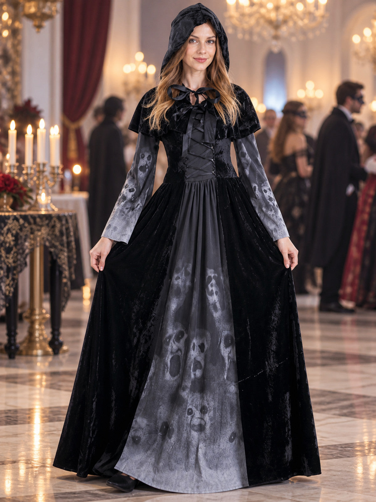 Vampire Costume with Black Dress and Hat