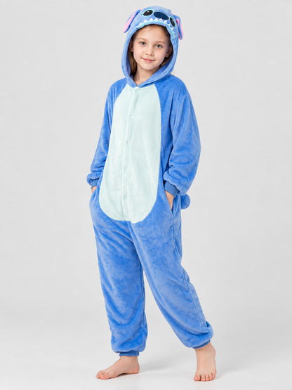 Blue Kigurumi Pajama with Hood and Ears