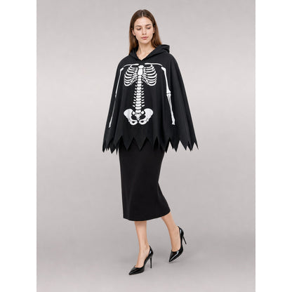 Skeleton costume cloak with hood lifestyle