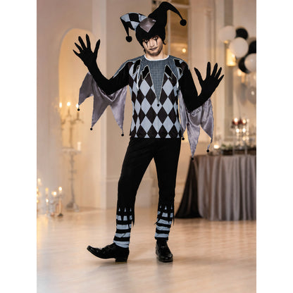 Circus Clown Cosplay Costume with Two-Horned Hat