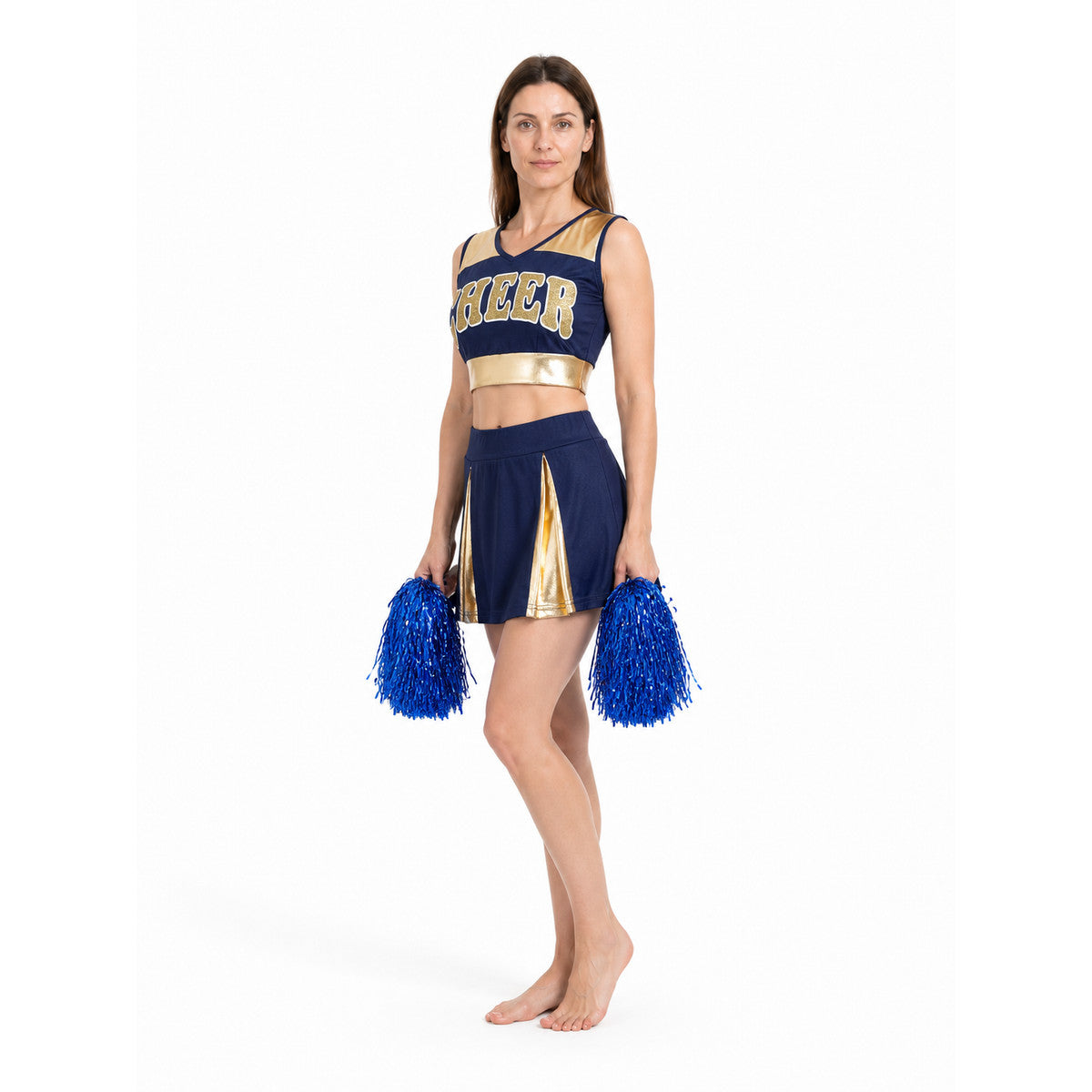 CHEER Cheerleading Outfit, Top and Skirt, Navy Blue on-model front view