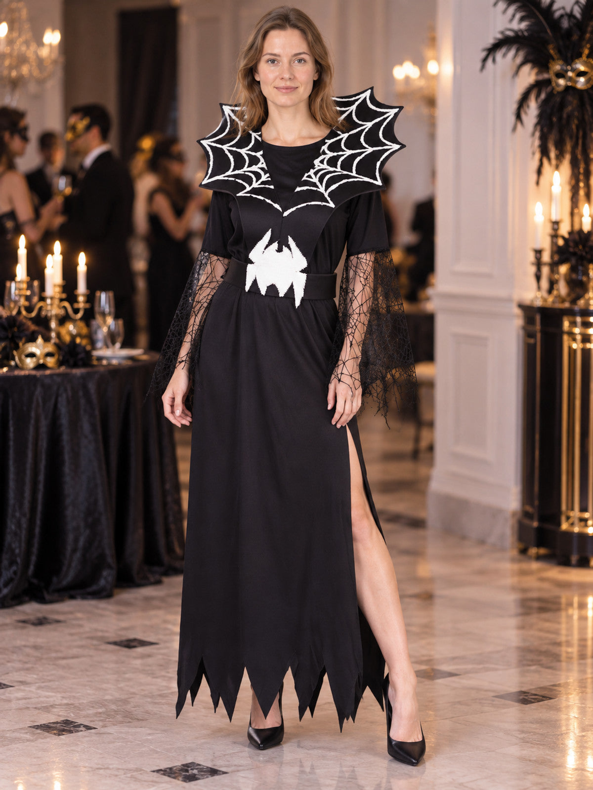 Vampire Carnival Costume with Web and Belt