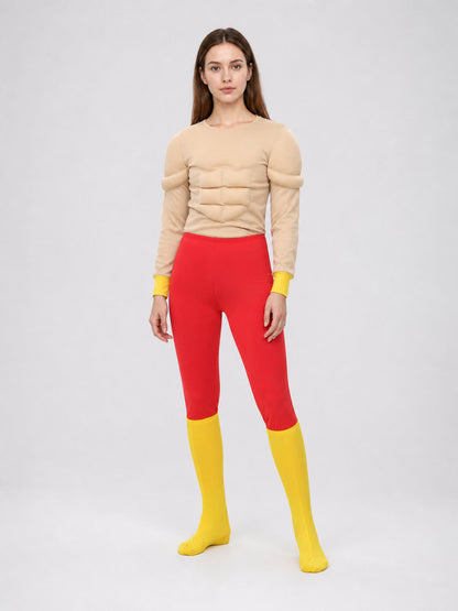 Stage Costume with Sculpted Muscles, Red and Yellow Costumes detail