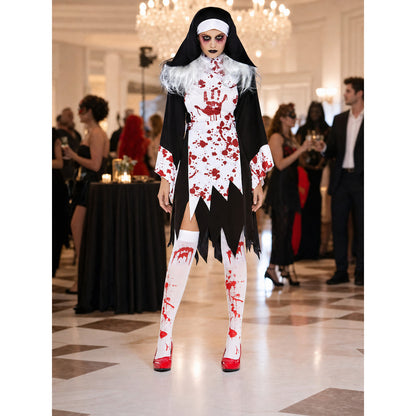 Cosplay Costume with Bloodstains, White and Black