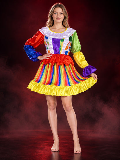 Adult Clown Costume, Dress with Ruffles