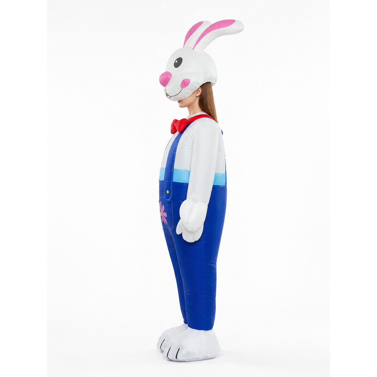 Inflatable Easter Bunny Costume with Ears and Flowers side view