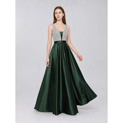 Sleeveless Evening Dress with a V-Neckline